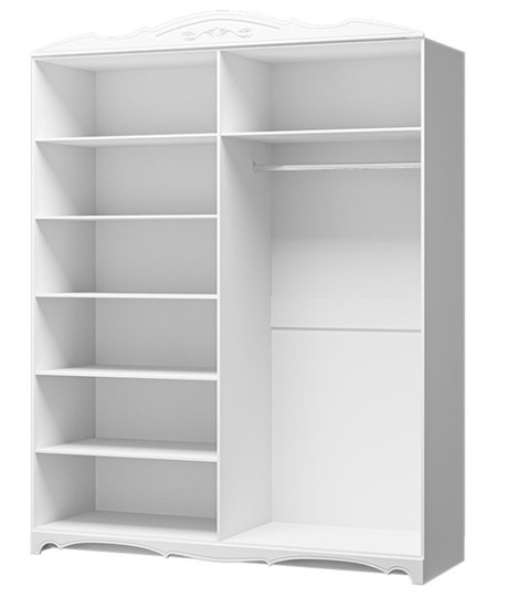 Шкаф четырехдверный в спальню Лотос ШР-4 (Белый) 2 зеркала в Магнитогорске - изображение 1