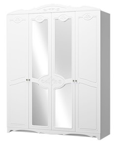 Шкаф четырехдверный в спальню Лотос ШР-4 (Белый) 2 зеркала в Миассе