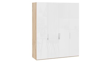 Шкаф для одежды Эмбер СМ-348.07.011 (Яблоня Беллуно/Белый глянец) в Миассе