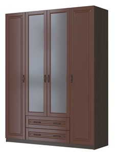 Шкаф четырехстворчатый Кантри, лак орех ШР-4, с 2мя зеркалами в Магнитогорске