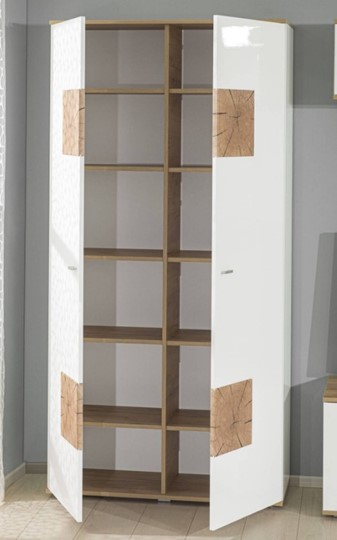 Шкаф двухстворчатый Фиджи с декоративными накладками 659.150, Дуб Золотой/Белый в Миассе - изображение 5