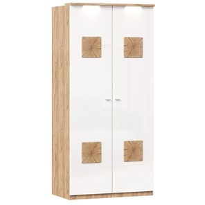 Шкаф двухстворчатый Фиджи с декоративными накладками 659.237, цвет белый в Челябинске - предосмотр