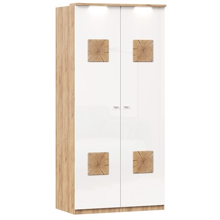Шкаф двухстворчатый Фиджи с декоративными накладками 659.237, цвет белый в Челябинске - изображение