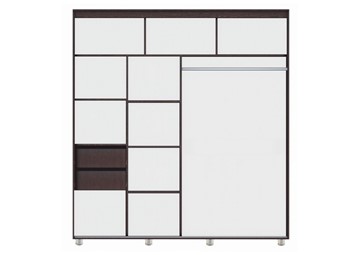 Шкаф 2-х створчатый Комфорт №12 2.0 с фигурными зеркалами, Венге в Челябинске - предосмотр 1