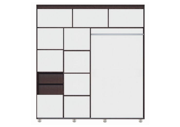 Шкаф 2-х створчатый Комфорт №12 2.0 с фигурными зеркалами, Венге в Копейске - изображение 1