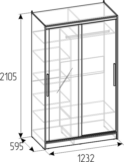 Шкаф 2-х дверный Strike 1200 Зеркало/ЛДСП (Ясень анкор светлый) в Миассе - изображение 1