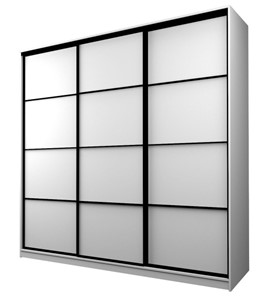 Шкаф 3-х створчатый MAX МШ-25-6-24/2-111, Профиль Черный/Цвет Белый в Миассе