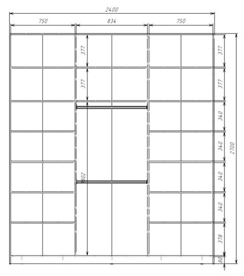 Шкаф 3-х створчатый MAX МШ-27-6-24/2-151, Профиль Черный/Цвет Белый в Челябинске - изображение 1