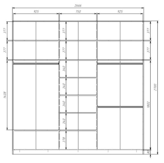 Шкаф 3-х дверный MAX МШ-27-6-27-777, Профиль Белый/Цвет Графит в Миассе - изображение 1