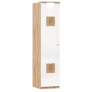 Шкаф одностворчатый с декор. накладками Фиджи 659.225, белый в Челябинске - предосмотр