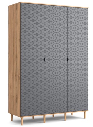 Шкаф распашной Денвер, трехдверный, (Дуб Вотан/Графит) в Троицке - изображение