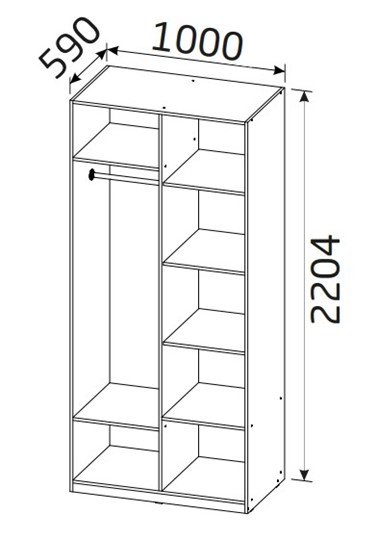 Шкаф двухстворчатый Классика 2-х дверный с перегородкой   (Д*Ш*В 1000*595*2204) в Миассе - изображение 1