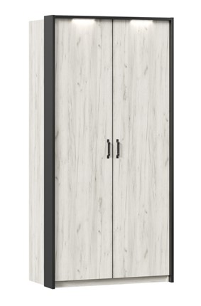 Двухстворчатый шкаф Техно с паспарту, Дуб крафт белый в Миассе - изображение