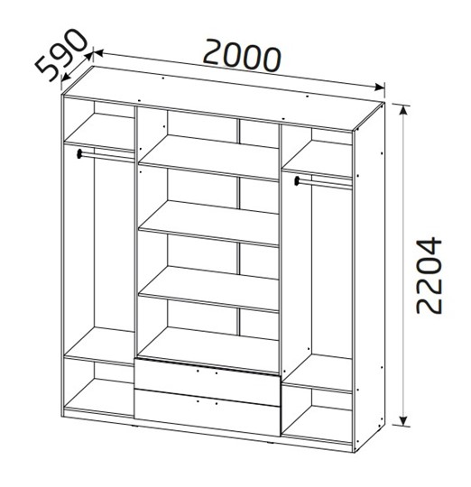 Шкаф четырехстворчатый 4-х дверный Вега с 2 ящиками в Миассе - изображение 1