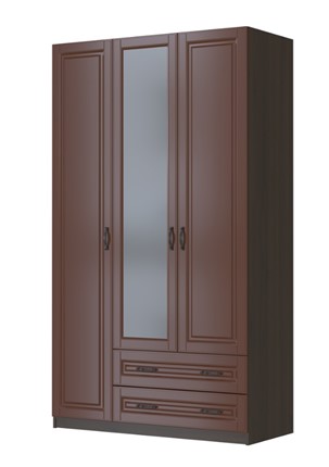 Шкаф трехстворчатый Кантри лак орех ШР-3, с 1 зеркалом в Копейске - изображение