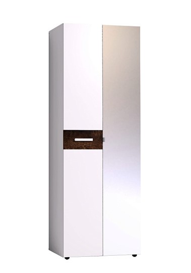 Шкаф для одежды Норвуд 54 фасад зеркало + стандарт, Белый-Орех шоколадный в Копейске - изображение 1