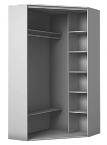 Шкаф угловой с двумя зеркалами, 2400х1103, ХИТ У-24-4-55, белая шагрень в Челябинске - предосмотр 1
