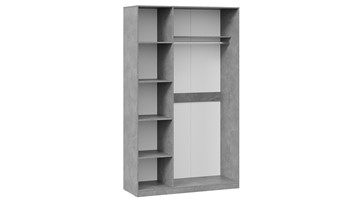 Шкаф распашной 3-х дверный с зеркалом Хилтон (Ателье светлый, Белый матовый) в Миассе - предосмотр 2