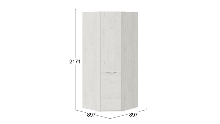 Распашной шкаф угловой Либерти, Дуб крафт белый СМ-297.07.031 в Челябинске - изображение 3