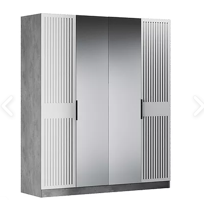 Шкаф четырехдверный Бержер, 2 двери глухие + 2 шт с зеркалом в Челябинске - изображение