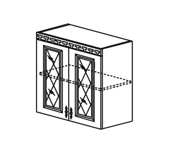 Шкаф на кухню Веста настенный двухдверный с полкой со вставкой из стекла 718*800*323мм в Копейске