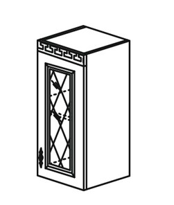Шкаф на кухню Веста настенный однодверный с полкой со вставкой из стекла 718*400*323мм в Копейске
