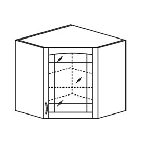 Кухонный шкаф Кантри настенный угловой со вставкой из стекла 918*600*600 мм в Копейске