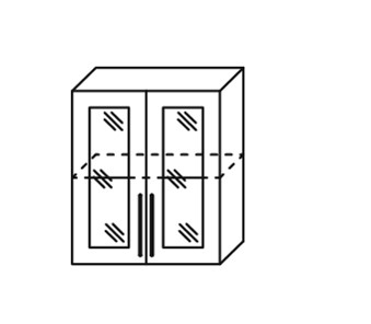 Шкаф кухонный Мыло, настенный двухдверный с полкой со вставкой из стекла 718*600*320, ШНст 600 в Челябинске - предосмотр