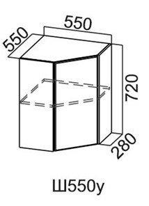 Кухонный навесной шкаф угловой, Модус, Ш550у/720, галифакс в Миассе