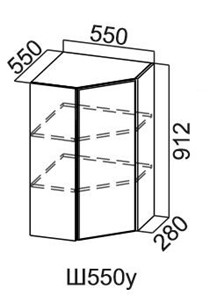 Кухонный навесной шкаф угловой, Модус, Ш550у/912, галифакс в Миассе