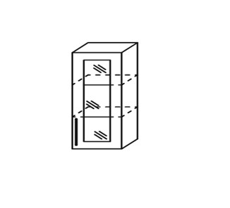 Кухонный шкаф Марибель Мыло, настенный однодверный с полкой со вставкой из стекла 918*300*320, ШНст 300/918 в Миассе