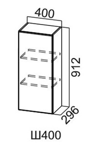 Настенный шкаф Модус, Ш400/912, цемент светлый в Копейске - предосмотр