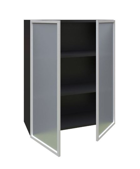 Шкаф кухонный высокий 800, Шервуд, со стеклом ЛД 281.461.000.041, серый/черный в Челябинске - изображение 1