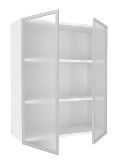 Кухонный шкаф высокий 800, Шервуд, со стеклом ЛД 281.461.000.129, белый/серый в Челябинске - изображение 1