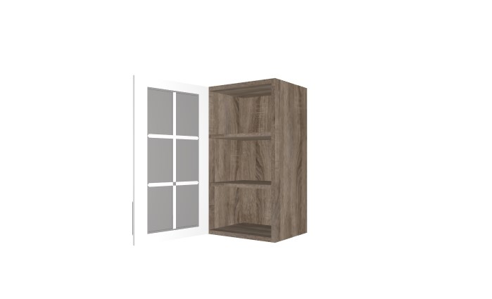 Кухонный навесной шкаф Прованс (Дуб сонома трюфель/Крем) со стеклом В_72-40_1ДРс в Миассе - изображение 1
