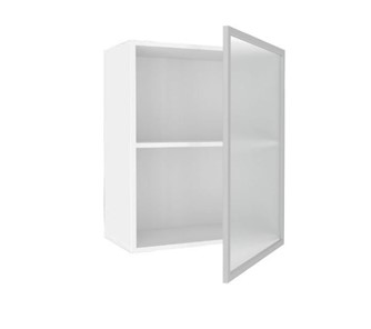 Кухонный шкаф 600, Шервуд, со стеклом правый, ЛД 281.352.000.116, белый/серый в Челябинске - предосмотр 1