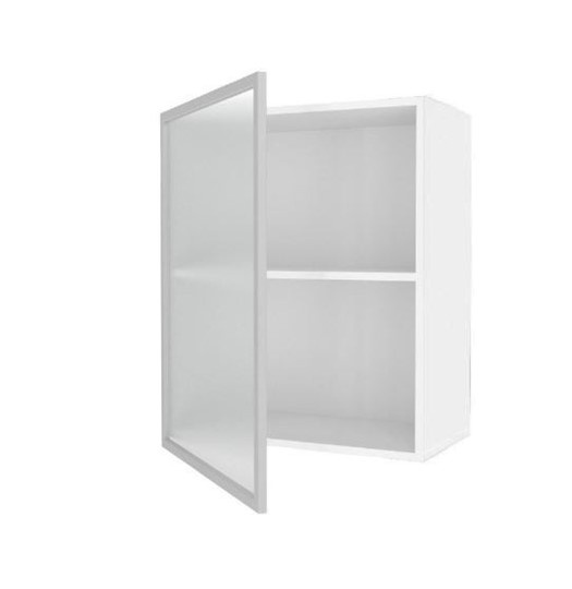 Шкаф кухонный 600, Шервуд, со стеклом левый, ЛД 281.351.000.115, белый/серый в Челябинске - изображение 1