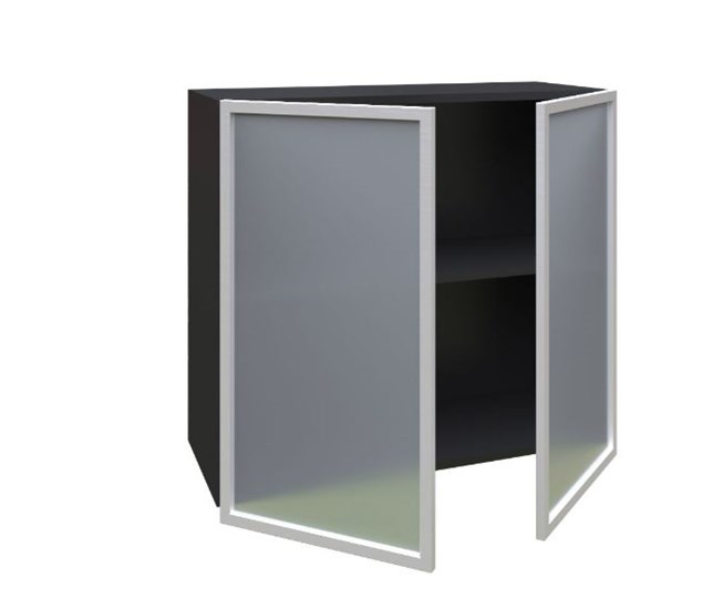 Шкаф на кухню 800, Шервуд, со стеклом ЛД 281.361.000.030, серый/черный в Челябинске - изображение 1