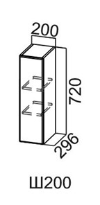 Шкаф настенный Модус, Ш200/720, галифакс в Миассе