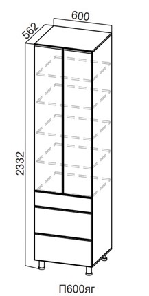 Шкаф-пенал кухонный Модерн New, П600яг/2332, МДФ в Копейске - изображение