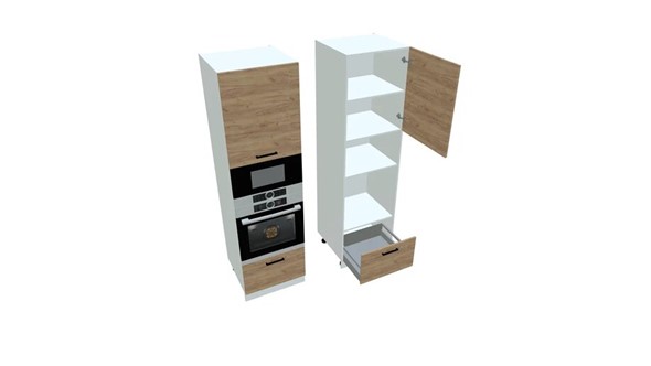 Шкаф-пенал кухонный П7 3, Дуб крафт/Белый в Миассе - изображение