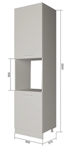 Кухонный шкаф-пенал П9 2, Белое гладкое Ламарти/Антрацит в Копейске