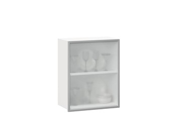 Кухонный шкаф 600, Шервуд, со стеклом правый, ЛД 281.352.000.116, белый/серый в Миассе