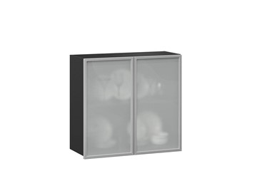 Шкаф на кухню 800, Шервуд, со стеклом ЛД 281.361.000.030, серый/черный в Магнитогорске