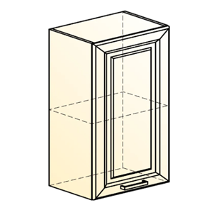 Кухонный навесной шкаф Атланта L450 Н720 (1 дв. гл.) эмаль (белый/белый глянец патина золото) в Челябинске - предосмотр 1