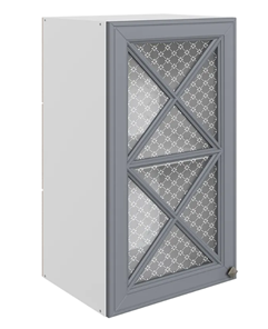 Шкаф на кухню Мишель L400 H720 (1 дв. крест.) эмаль (белый/серый) в Челябинске - предосмотр