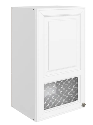 Шкаф навесной Мишель L400 H720 (1 дв. окош.) эмаль (белый/белый) в Челябинске - изображение