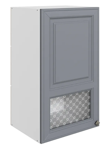 Шкаф настенный Мишель L400 H720 (1 дв. окош.) эмаль (белый/серый) в Челябинске - предосмотр
