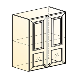 Кухонный шкаф Мишель L600 H720 (2 дв. окош.) эмаль (белый/белый) в Челябинске - предосмотр 1