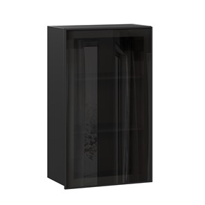 Кухонный шкаф Паола  ЛД 590.450.000.081 600 высокий стекло (Черный/Чёрный) в Челябинске